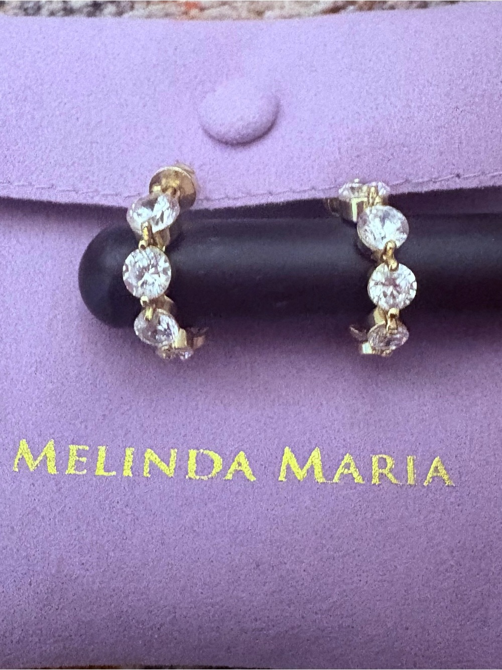 Melinda Maria She’s an Icon 1 Inch Hoops  NWOT Gold Tone